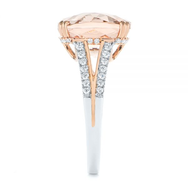 18k Rose Gold 18k Rose Gold Morganite And Diamond Fashion Ring - Side View -  105009