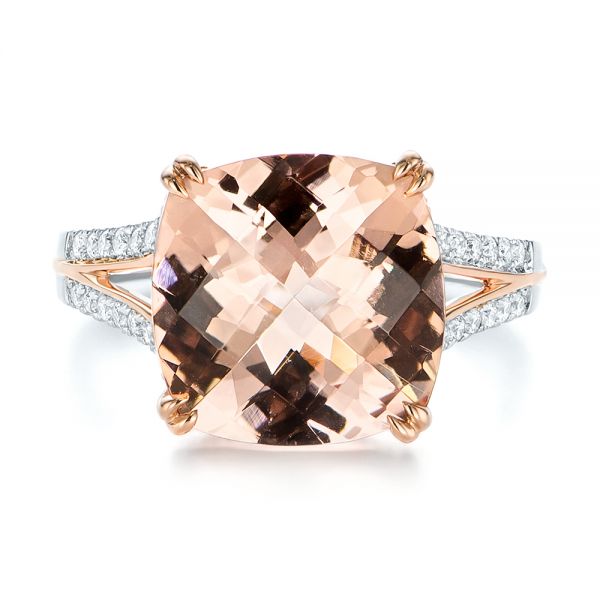 18k Rose Gold 18k Rose Gold Morganite And Diamond Fashion Ring - Top View -  105009