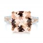 14k Rose Gold Morganite And Diamond Fashion Ring - Top View -  105009 - Thumbnail