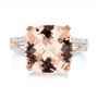 18k Rose Gold 18k Rose Gold Morganite And Diamond Fashion Ring - Top View -  105009 - Thumbnail