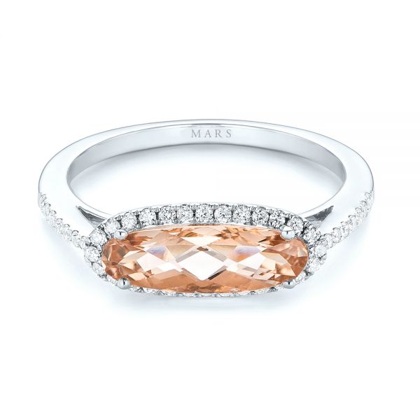 18k White Gold 18k White Gold Morganite And Diamond Fashion Ring - Flat View -  103676