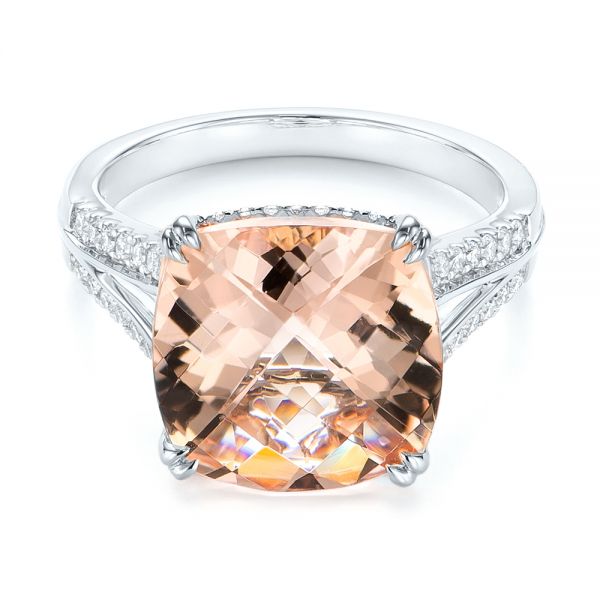 14k White Gold 14k White Gold Morganite And Diamond Fashion Ring - Flat View - 105009