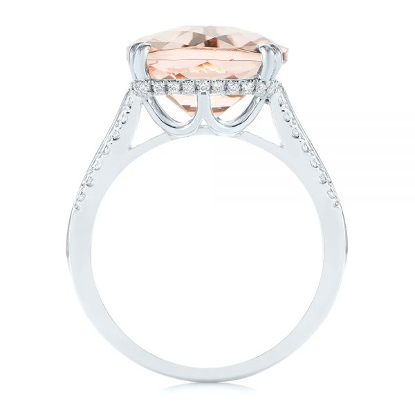 18k White Gold 18k White Gold Morganite And Diamond Fashion Ring - Front View -  105009