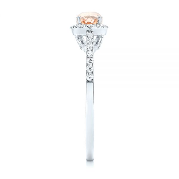 18k White Gold 18k White Gold Morganite And Diamond Fashion Ring - Side View -  103676