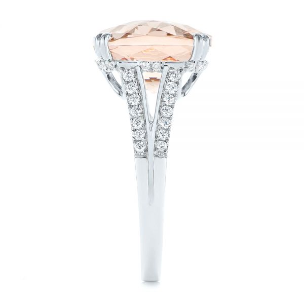 14k White Gold 14k White Gold Morganite And Diamond Fashion Ring - Side View -  105009