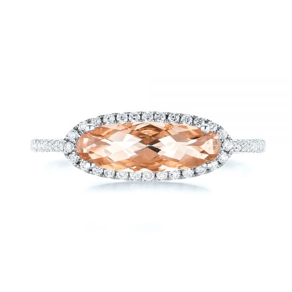 14k White Gold 14k White Gold Morganite And Diamond Fashion Ring - Top View -  103676