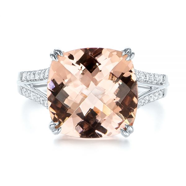 14k White Gold 14k White Gold Morganite And Diamond Fashion Ring - Top View - 105009