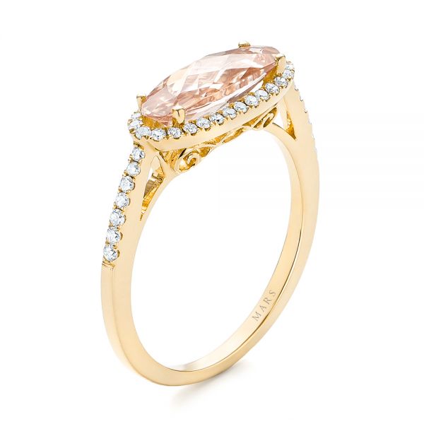 18k Yellow Gold 18k Yellow Gold Morganite And Diamond Fashion Ring - Three-Quarter View -  103676