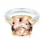 14k Yellow Gold 14k Yellow Gold Morganite And Diamond Fashion Ring - Flat View -  105009 - Thumbnail