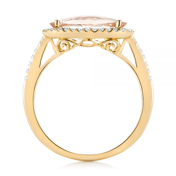 14k Yellow Gold 14k Yellow Gold Morganite And Diamond Fashion Ring - Front View -  103676