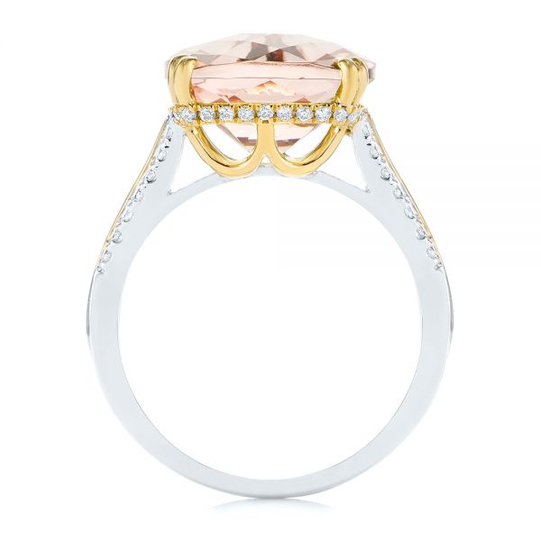 18k Yellow Gold 18k Yellow Gold Morganite And Diamond Fashion Ring - Front View -  105009