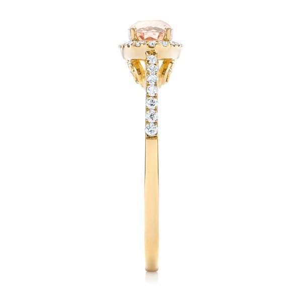 14k Yellow Gold 14k Yellow Gold Morganite And Diamond Fashion Ring - Side View -  103676