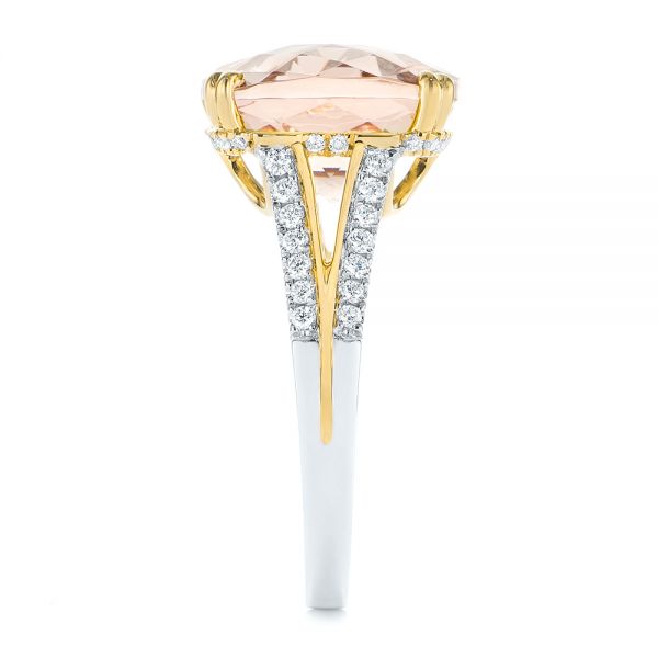 18k Yellow Gold 18k Yellow Gold Morganite And Diamond Fashion Ring - Side View -  105009