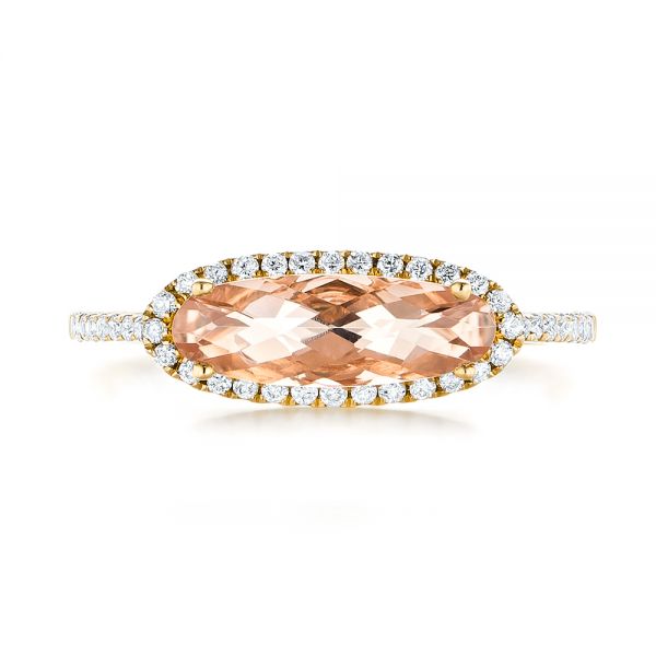 14k Yellow Gold 14k Yellow Gold Morganite And Diamond Fashion Ring - Top View -  103676