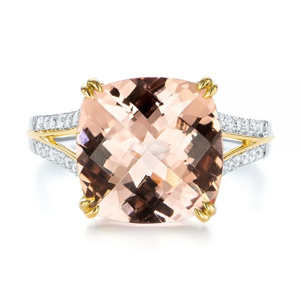 18k Yellow Gold 18k Yellow Gold Morganite And Diamond Fashion Ring - Top View -  105009