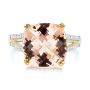 18k Yellow Gold 18k Yellow Gold Morganite And Diamond Fashion Ring - Top View -  105009 - Thumbnail