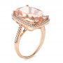 18k Rose Gold 18k Rose Gold Morganite And Diamond Halo Fashion Ring - Three-Quarter View -  101779 - Thumbnail