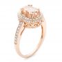 14k Rose Gold 14k Rose Gold Morganite And Diamond Halo Fashion Ring - Three-Quarter View -  102532 - Thumbnail