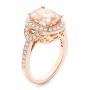 14k Rose Gold 14k Rose Gold Morganite And Diamond Halo Fashion Ring - Three-Quarter View -  102533 - Thumbnail