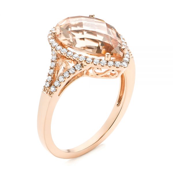 Morganite and Diamond Halo Fashion Ring - Image