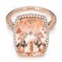 14k Rose Gold 14k Rose Gold Morganite And Diamond Halo Fashion Ring - Flat View -  101779 - Thumbnail