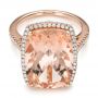 14k Rose Gold 14k Rose Gold Morganite And Diamond Halo Fashion Ring - Flat View -  101779 - Thumbnail