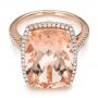 18k Rose Gold 18k Rose Gold Morganite And Diamond Halo Fashion Ring - Flat View -  101779 - Thumbnail