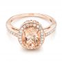 18k Rose Gold 18k Rose Gold Morganite And Diamond Halo Fashion Ring - Flat View -  102532 - Thumbnail