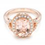 Morganite And Diamond Halo Fashion Ring - Flat View -  102533 - Thumbnail