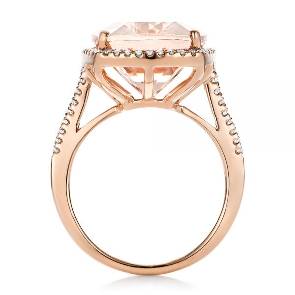 14k Rose Gold 14k Rose Gold Morganite And Diamond Halo Fashion Ring - Front View -  101779
