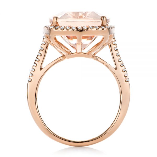 18k Rose Gold 18k Rose Gold Morganite And Diamond Halo Fashion Ring - Front View -  101779