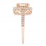 18k Rose Gold 18k Rose Gold Morganite And Diamond Halo Fashion Ring - Side View -  102532 - Thumbnail