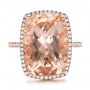 14k Rose Gold 14k Rose Gold Morganite And Diamond Halo Fashion Ring - Top View -  101779 - Thumbnail