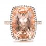 18k Rose Gold 18k Rose Gold Morganite And Diamond Halo Fashion Ring - Top View -  101779 - Thumbnail