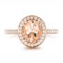 14k Rose Gold 14k Rose Gold Morganite And Diamond Halo Fashion Ring - Top View -  102532 - Thumbnail