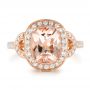 14k Rose Gold 14k Rose Gold Morganite And Diamond Halo Fashion Ring - Top View -  102533 - Thumbnail