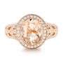  Rose Gold Rose Gold Morganite And Diamond Halo Fashion Ring - Top View -  102534 - Thumbnail