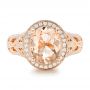 14k Rose Gold 14k Rose Gold Morganite And Diamond Halo Fashion Ring - Top View -  102534 - Thumbnail