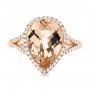 14k Rose Gold Morganite And Diamond Halo Fashion Ring - Top View -  103759 - Thumbnail