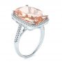 14k White Gold 14k White Gold Morganite And Diamond Halo Fashion Ring - Three-Quarter View -  101779 - Thumbnail