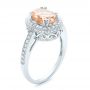  Platinum Platinum Morganite And Diamond Halo Fashion Ring - Three-Quarter View -  102532 - Thumbnail