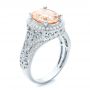  Platinum Platinum Morganite And Diamond Halo Fashion Ring - Three-Quarter View -  102534 - Thumbnail