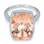 18k White Gold 18k White Gold Morganite And Diamond Halo Fashion Ring - Flat View -  101779 - Thumbnail