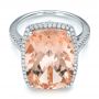 18k White Gold 18k White Gold Morganite And Diamond Halo Fashion Ring - Flat View -  101779 - Thumbnail