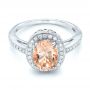18k White Gold 18k White Gold Morganite And Diamond Halo Fashion Ring - Flat View -  102532 - Thumbnail