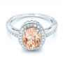  Platinum Platinum Morganite And Diamond Halo Fashion Ring - Flat View -  102532 - Thumbnail