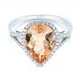 18k White Gold 18k White Gold Morganite And Diamond Halo Fashion Ring - Flat View -  103759 - Thumbnail