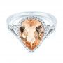  Platinum Platinum Morganite And Diamond Halo Fashion Ring - Flat View -  103759 - Thumbnail