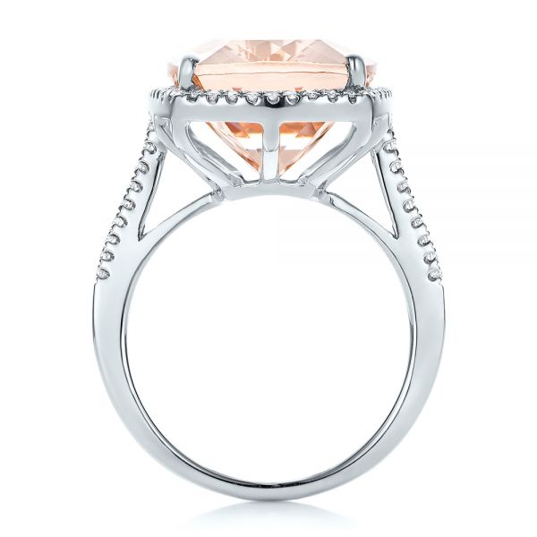 18k White Gold 18k White Gold Morganite And Diamond Halo Fashion Ring - Front View - 101779