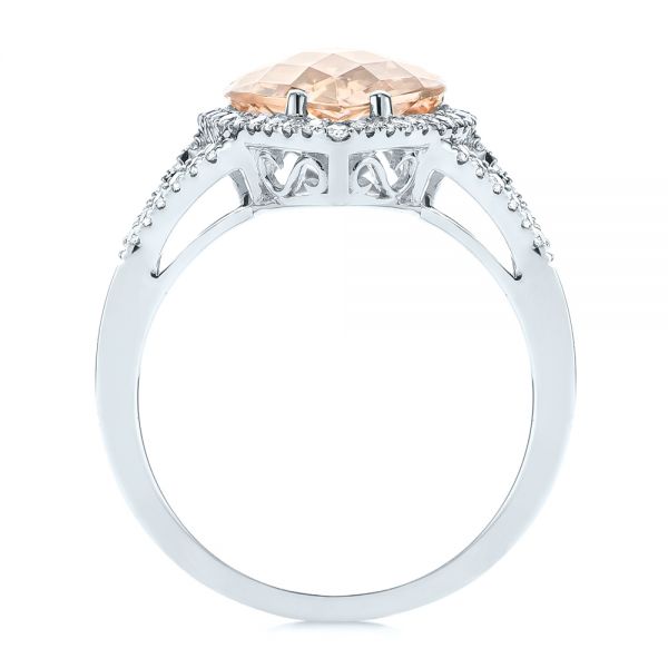 18k White Gold 18k White Gold Morganite And Diamond Halo Fashion Ring - Front View - 103759
